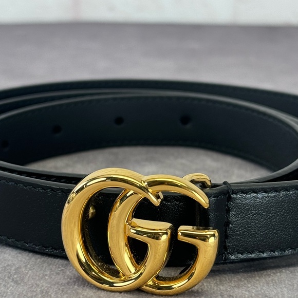 Gucci Double G Marmont Slim Black Leather Belt 409417 105/42 - Picture 2 of 12